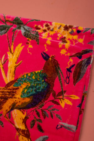Seconds Coral Bird of Paradise Cotton Velvet Cushion Cover
