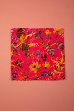 Seconds Coral Bird of Paradise Cotton Velvet Cushion Cover