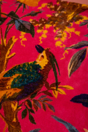 Seconds Coral Bird of Paradise Cotton Velvet Cushion Cover