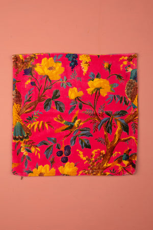 Seconds Coral Bird of Paradise Cotton Velvet Cushion Cover