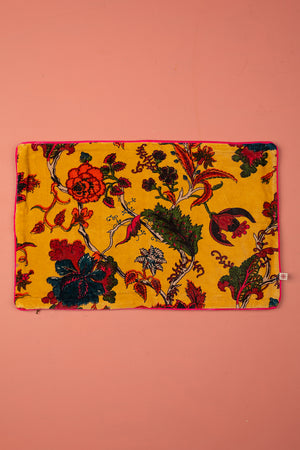 Seconds Mustard Floral Cotton Velvet Cushion Cover