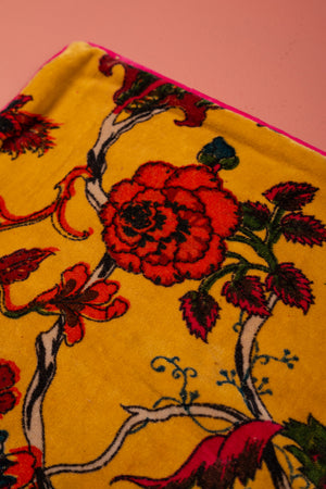 Seconds Mustard Floral Cotton Velvet Cushion Cover