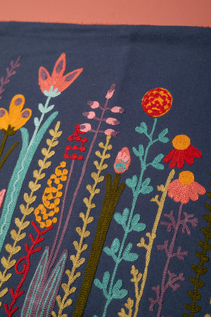 Seconds Perennials Embroidered Cotton Cushion Cover