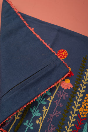Seconds Perennials Embroidered Cotton Cushion Cover