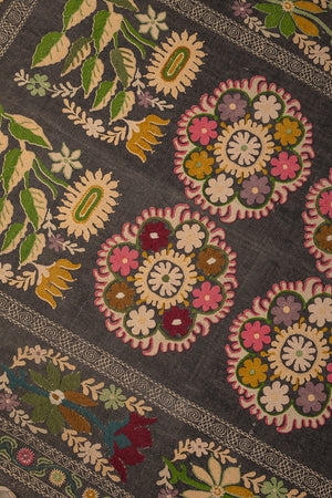 Seconds Large Safie Printed Rug with Suzani Embroidery