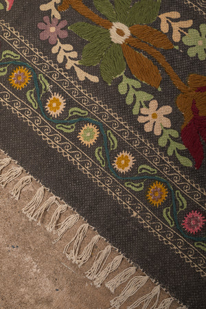 Seconds Large Safie Printed Rug with Suzani Embroidery