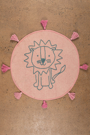 Seconds Pink Lion 100% Recycled Cotton Rug with Tassels