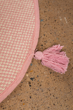 Seconds Pink Lion 100% Recycled Cotton Rug with Tassels