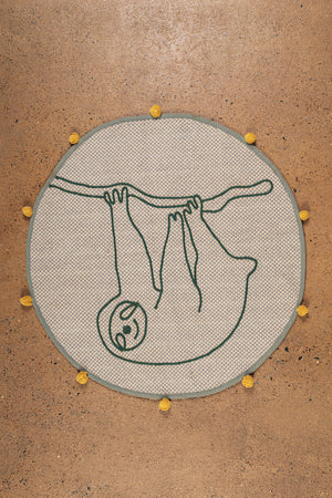 Seconds Grey Sloth 100% Recycled Cotton Rug with Pom Poms