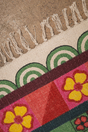 Seconds Geraldine Dark Green Rose Bouquet Rug