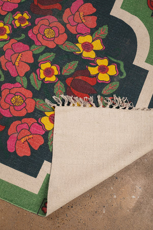 Seconds Geraldine Dark Green Rose Bouquet Rug