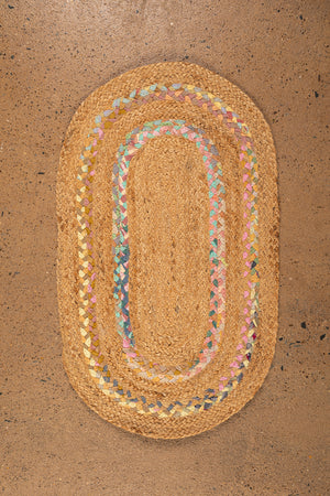 Seconds Jute & Pastel Small Oval Rug