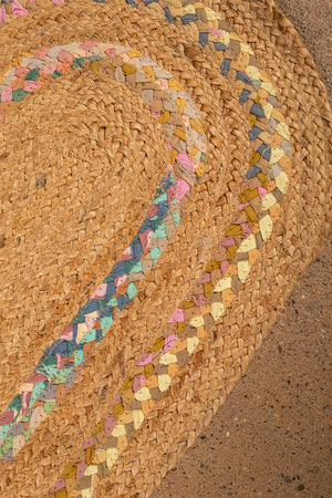 Seconds Jute & Pastel Small Oval Rug