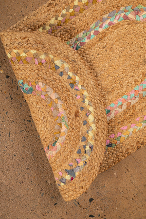 Seconds Jute & Pastel Small Oval Rug