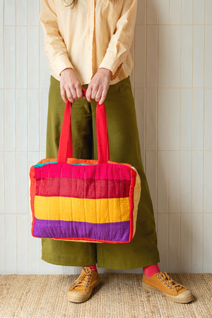 Block Colour Patchwork Quilted Bag - 01