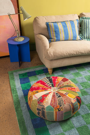 Vintage Fabric Pumpkin Pouffe
