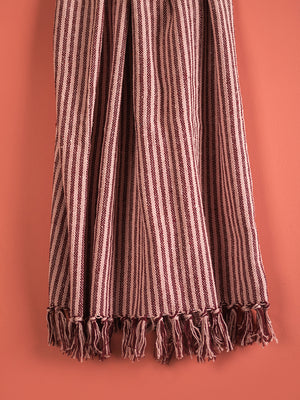 Plum & Dusty Rose Recycled Cotton Striped Throw