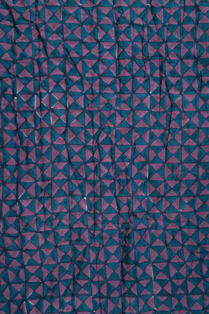 Cornflower & Lilac Block Print Cotton Quilt