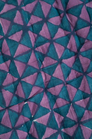 Cornflower & Lilac Block Print Cotton Quilt