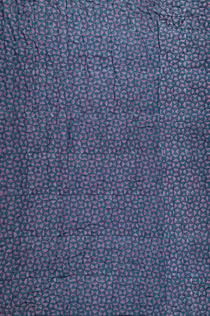 Cornflower & Lilac Block Print Cotton Quilt