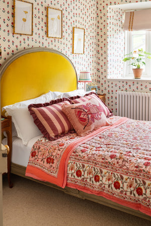 Coral Haze Reversible Floral Quilt
