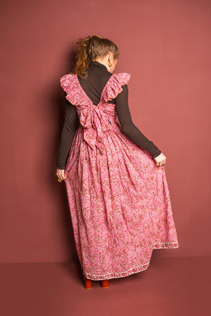 Jacqueline Pink Hand Block Printed Cotton Long Dress