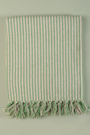 Green Stripe 100% Recycled Cotton Throw