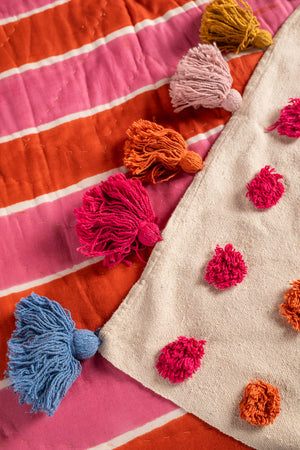 Handwoven 100% Recycled Pom Pom Throw