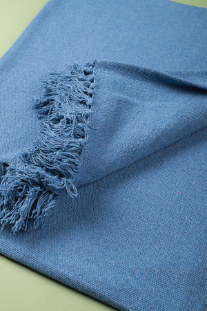 Pale Blue Recycled Cotton Block Colour Throw