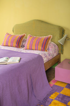 Lilac Recycled Cotton Block Colour Throw