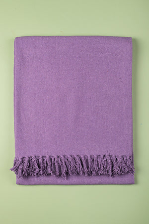 Lilac Recycled Cotton Block Colour Throw
