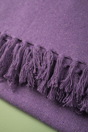 Lilac Recycled Cotton Block Colour Throw