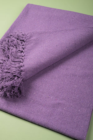 Lilac Recycled Cotton Block Colour Throw
