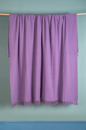 Lilac Recycled Cotton Block Colour Throw