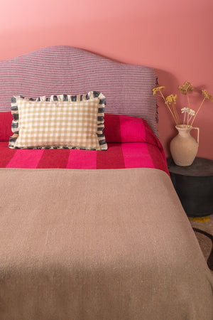 Oatmeal Recycled Cotton Block Colour Throw