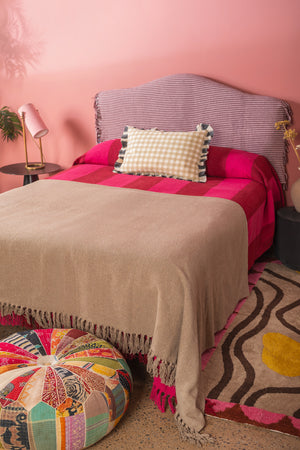 Oatmeal Recycled Cotton Block Colour Throw