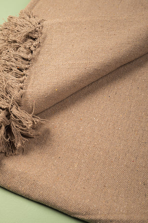 Oatmeal Recycled Cotton Block Colour Throw