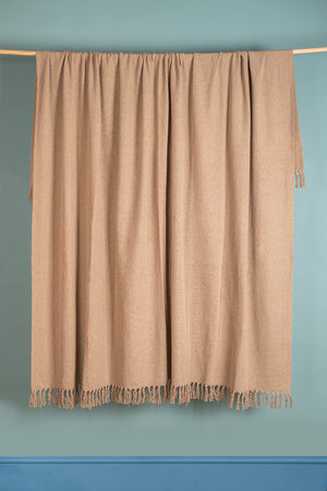 Oatmeal Recycled Cotton Block Colour Throw
