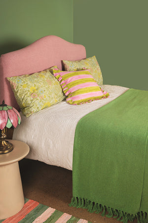 Green Recycled Cotton Block Colour Throw