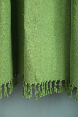 Green Recycled Cotton Block Colour Throw