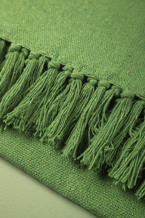 Green Recycled Cotton Block Colour Throw