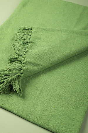 Green Recycled Cotton Block Colour Throw