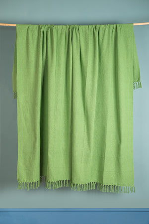 Green Recycled Cotton Block Colour Throw
