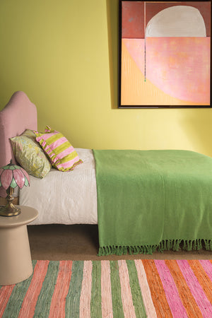 Green Recycled Cotton Block Colour Throw