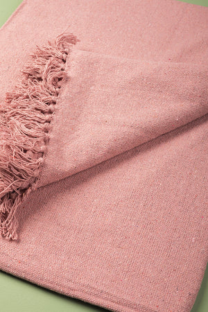 Pink Recycled Cotton Block Colour Throw