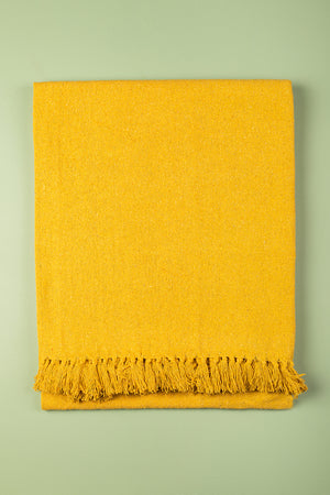 Yellow Recycled Cotton Block Colour Throw