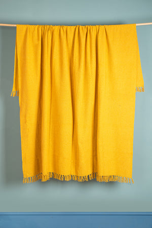Yellow Recycled Cotton Block Colour Throw