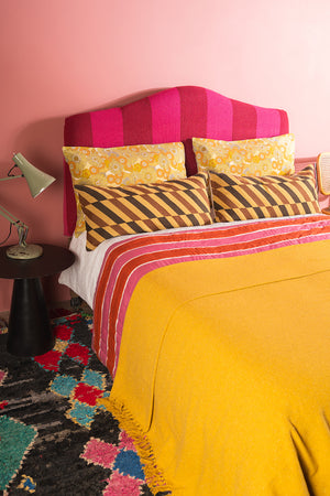 Yellow Recycled Cotton Block Colour Throw