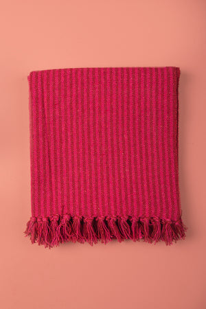 Red & Pink Recycled Cotton Striped Throw