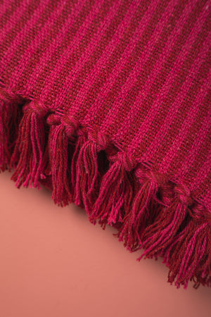 Red & Pink Recycled Cotton Striped Throw